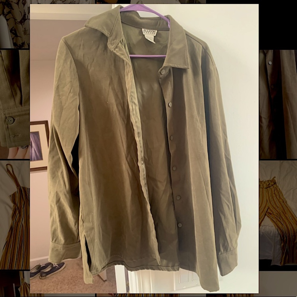 90s Allison Taylor dark sage button up shirt
